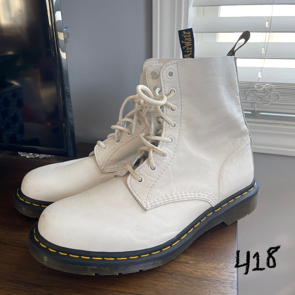 Dr. Martens White Leather Boots